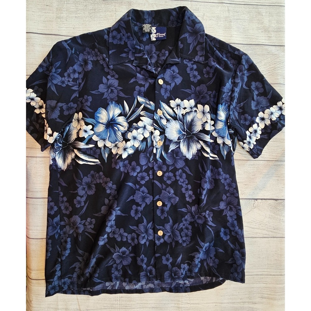 Bullhead Shirt Mens‎ Large Blue Floral Hawaiian Button Up Short Sleeve Beach